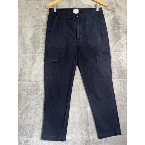 J. Crew Pants Womens 27 Navy The New Straight Leg Cargo Stretch Cotton Utility - Picture 1 of 11